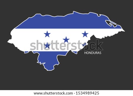 Sticker outline map of the Honduras, flag Honduras.