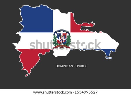 Sticker outline map of the Dominican Republic, flag Dominican Republic.