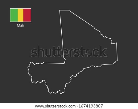 vector Mali map thin line style.