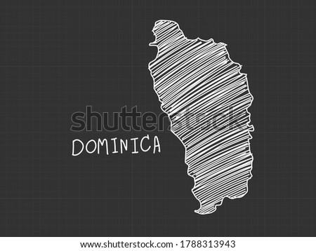 Dominica map freehand sketch on black background.