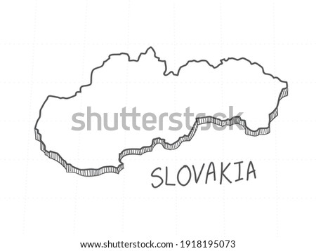 Hand Drawn of Slovakia 3D Map on White Background. 