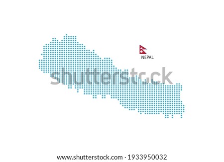 Nepal map design blue circle, white background with Nepal flag.