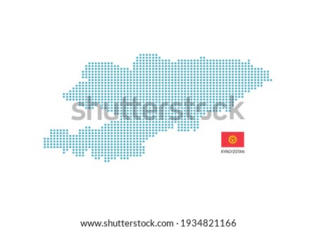 Kyrgyzstan map design blue circle, white background with Kyrgyzstan flag.