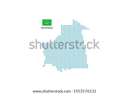 Mauritania map design blue circle, white background with Mauritania flag.