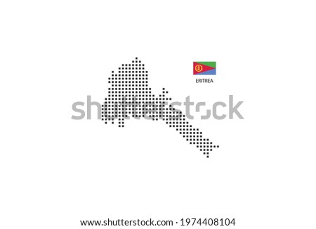 Vector square pixel dotted map of Eritrea isolated on white background with Eritrea flag.