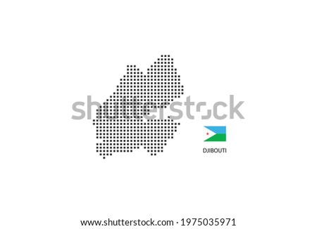 Vector square pixel dotted map of Djibouti isolated on white background with Djibouti flag.