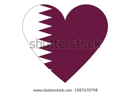 Heart flag vector of Qatar on white background. 