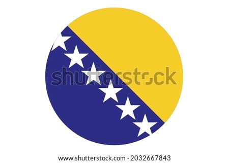 Circle flag vector of Bosnia and Herzegovina on white background. 
