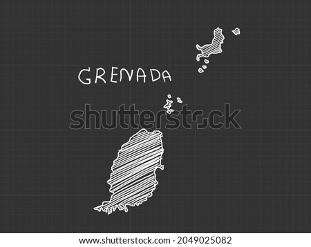 Grenada map freehand sketch on black background.