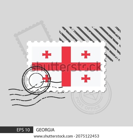 Georgia flag postage stamp. Isolated vector illustration on grey post stamp background and specify is vector eps10.