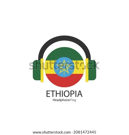Ethiopia headphone flag vector on white background. 