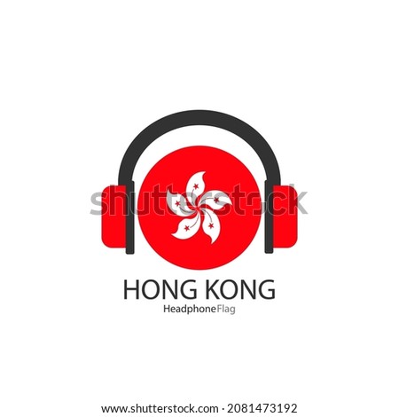 Hong Kong headphone flag vector on white background. 