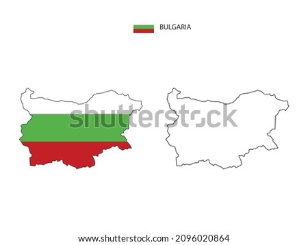 Bulgaria map city vector divided by outline simplicity style. Have 2 versions, black thin line version and color of country flag version. Both map were on the white background.