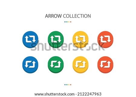 Set of modern repost icons. Symbol for your web site design, app, UI. This design use arrow symbol. Elements with 4 colors circle shape.