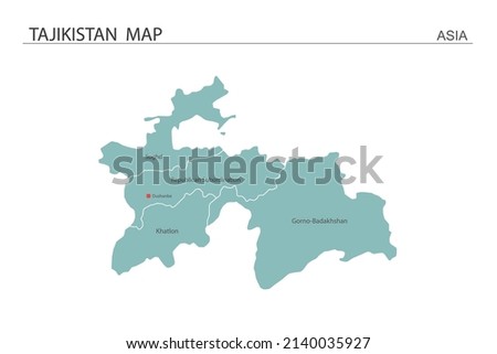 Tajikistan map vector illustration on white background. Map have all province and mark the capital city of Tajikistan. 