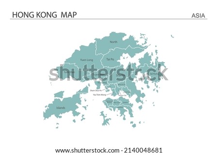 Hong Kong map vector illustration on white background. Map have all province and mark the capital city of Hong Kong. 