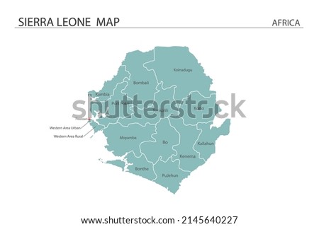 Sierra Leone map vector illustration on white background. Map have all province and mark the capital city of Sierra Leone. 