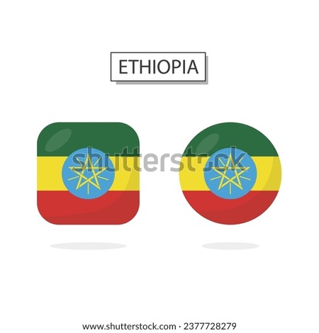 Flag of Ethiopia 2 Shapes icon 3D cartoon style.