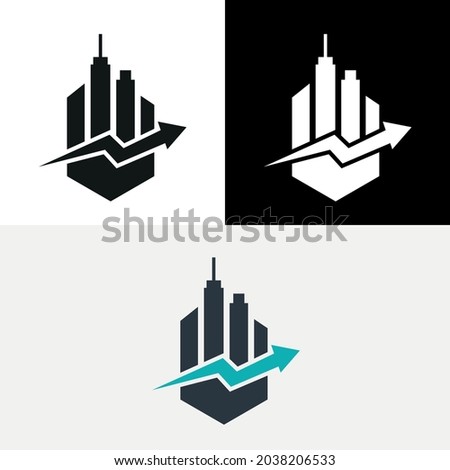 Building Skyscraper Economy Arrow Business Logo