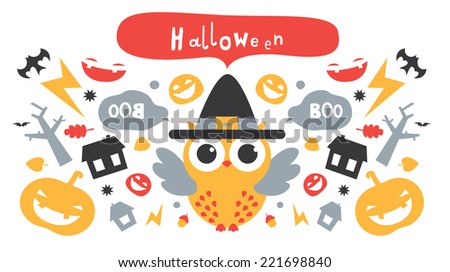 Autumn halloween design with owl