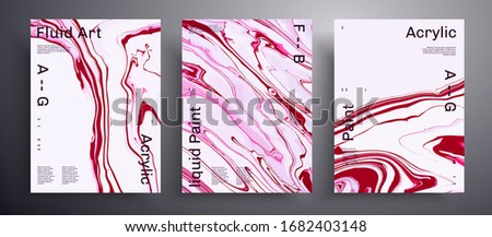 Abstract vector placard, texture set of fluid art covers. Trendy background that applicable for design cover, invitation, presentation and etc. Pink, magenta and white creative iridescent artwork