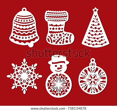 set of christmas decoration bell sock xmas tree snowflake snowman set of laser cut - Wooden Laser Cut Christmas Decorations set of christmas decoration bell sock xmas tree snowflake snowman set of laser cut - Wooden Laser Cut Christmas Decorations