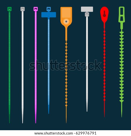 Cable ties many type color connect fasten release tight