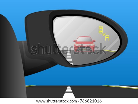 Blind Spot Monitoring Area Zone System Mirror Car Vehicle Side View Alert Warning Avoid Prevent Crash Detection Object Ultrasonic Radar Camera Sensor Technology Automotive Automobile Driver Safety 