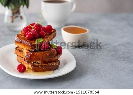 Similar – Foto Bild Frische Erdbeerbrioche auf einem Marmortisch im Entstehen