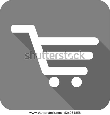 shopping cart vector icon in gray background with shadow