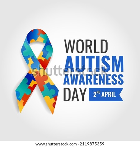 Vector Illustration of World autism awareness day. Ribbon.
