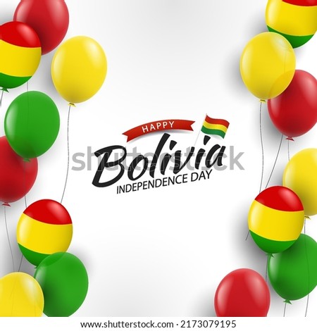 Vector Illustration of  Bolivia Independence Day. Background with balloons
