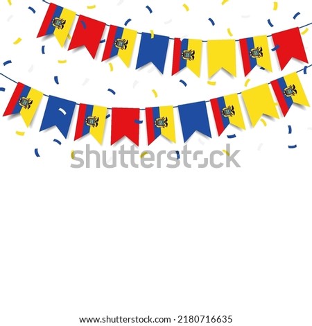 Vector Illustration of  Ecuador Independence Day. Garland with the flag of Ecuador on a white background.
