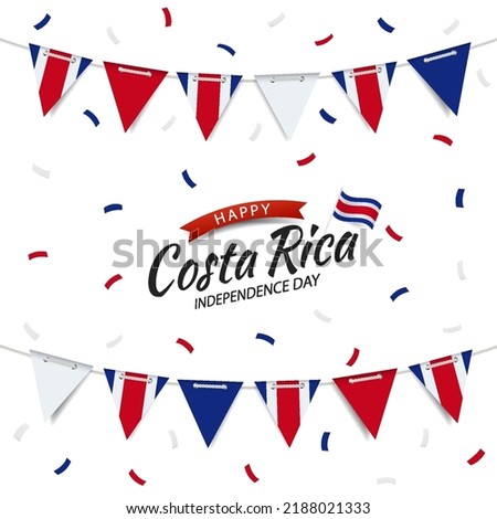 Vector Illustration. Independence Day in Costa Rica. Garland with the flag of Costa Rica on a white background.
