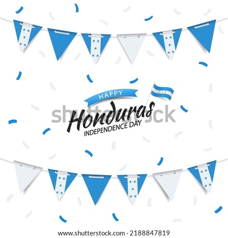 Vector Illustration of  Honduras Independence Day. Garland with the flag of Honduras on a white background.
