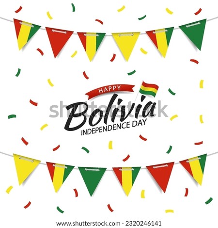 Vector Illustration of Bolivia Independence Day. Garland with the flag of Bolivia on a white background.
