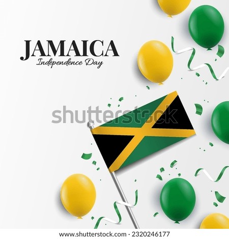 Vector Illustration of  Jamaica Independence Day. Background with balloons, flags
