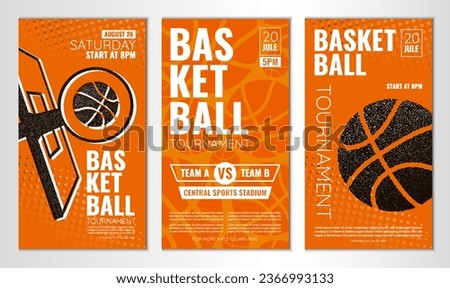 Vector illustration about basketball tournament, match, game. Use as advertising, invitation, banner, poster
