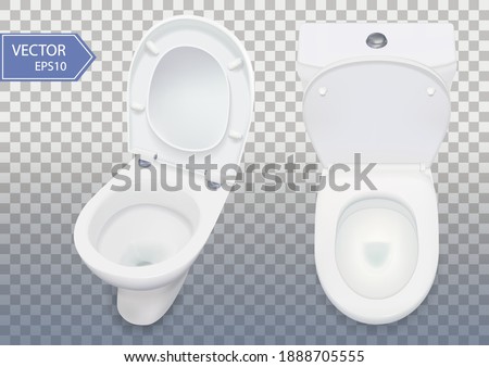 3d realistic vector illustration of toilet bowl. Demonstrating the cleaning effect of a clean bathroom. Image the clean restroom.