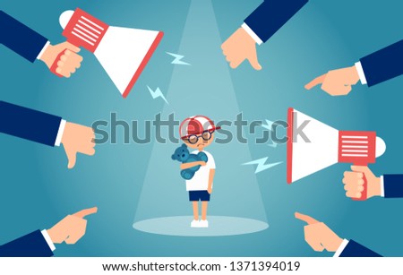 Vector concept of abusive people yelling at a child bullying him