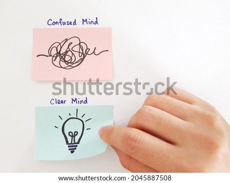 Mindfulness concept. Choosing between clear mind and confused mind. Be Mindful not Mind Full