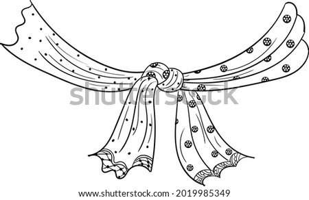 INDIAN WEDDING CLIP ART OF GROOM AND BRIDE KNOT VECTOR ILLUSTRATION BLACK AND WHITE DESIGN CLIP ART. Indian wedding symbol of saat phere and gathbandhan black and white clip art illustration.
