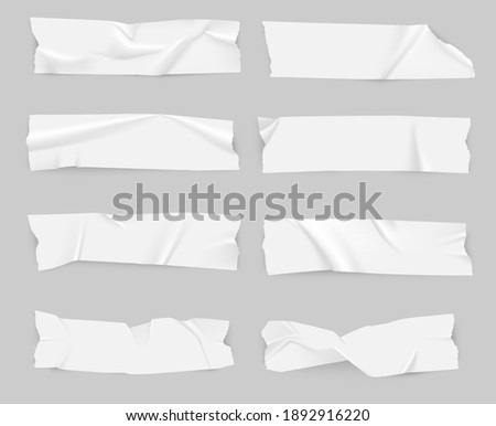 Realistic adhesive tape collection. Sticky scotch tape of different sizes. Vector illustration.