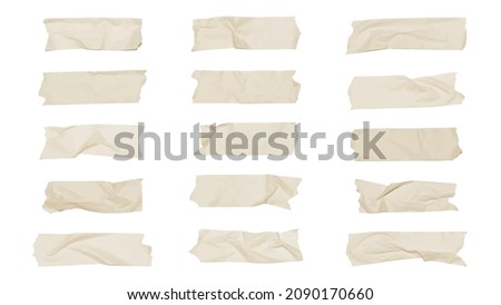 Realistic adhesive tape collection. Sticky scotch tape of different sizes isolated on white background. Vector illustration.