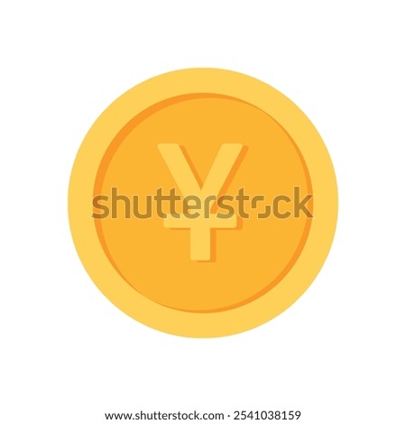 Yuan Chinese Gold currency coin flat icon design illustrations 