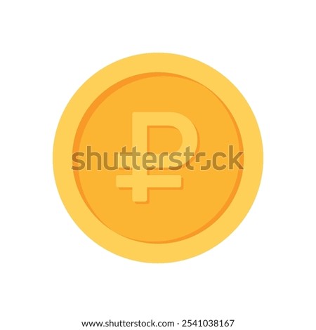 Russian Rubel Gold currency coin flat icon design illustrations 