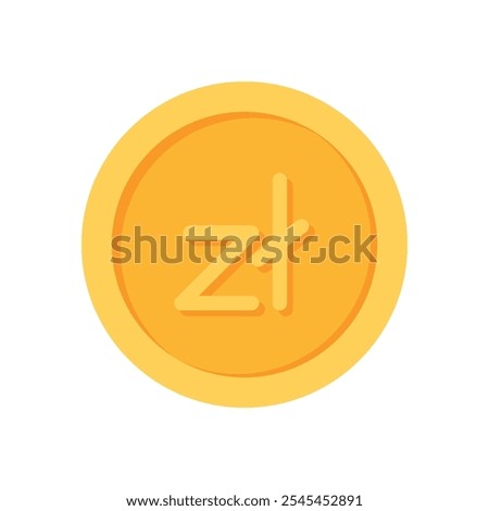 Poland Polish Zloty Gold currency coin flat icon design illustrations 