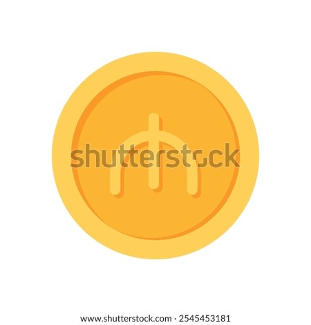 Azerbaijan Manat Gold currency coin flat icon design illustrations 