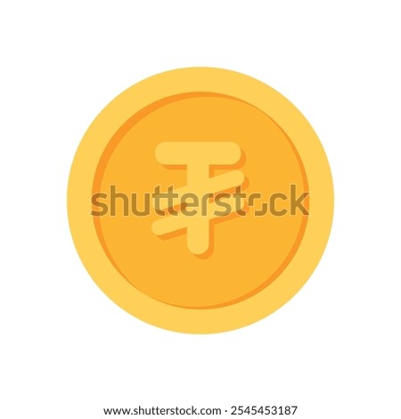 Magnolia tughrik Gold currency coin flat icon design illustrations 