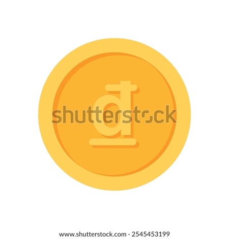 Vietnam Dong Gold currency coin flat icon design illustrations 